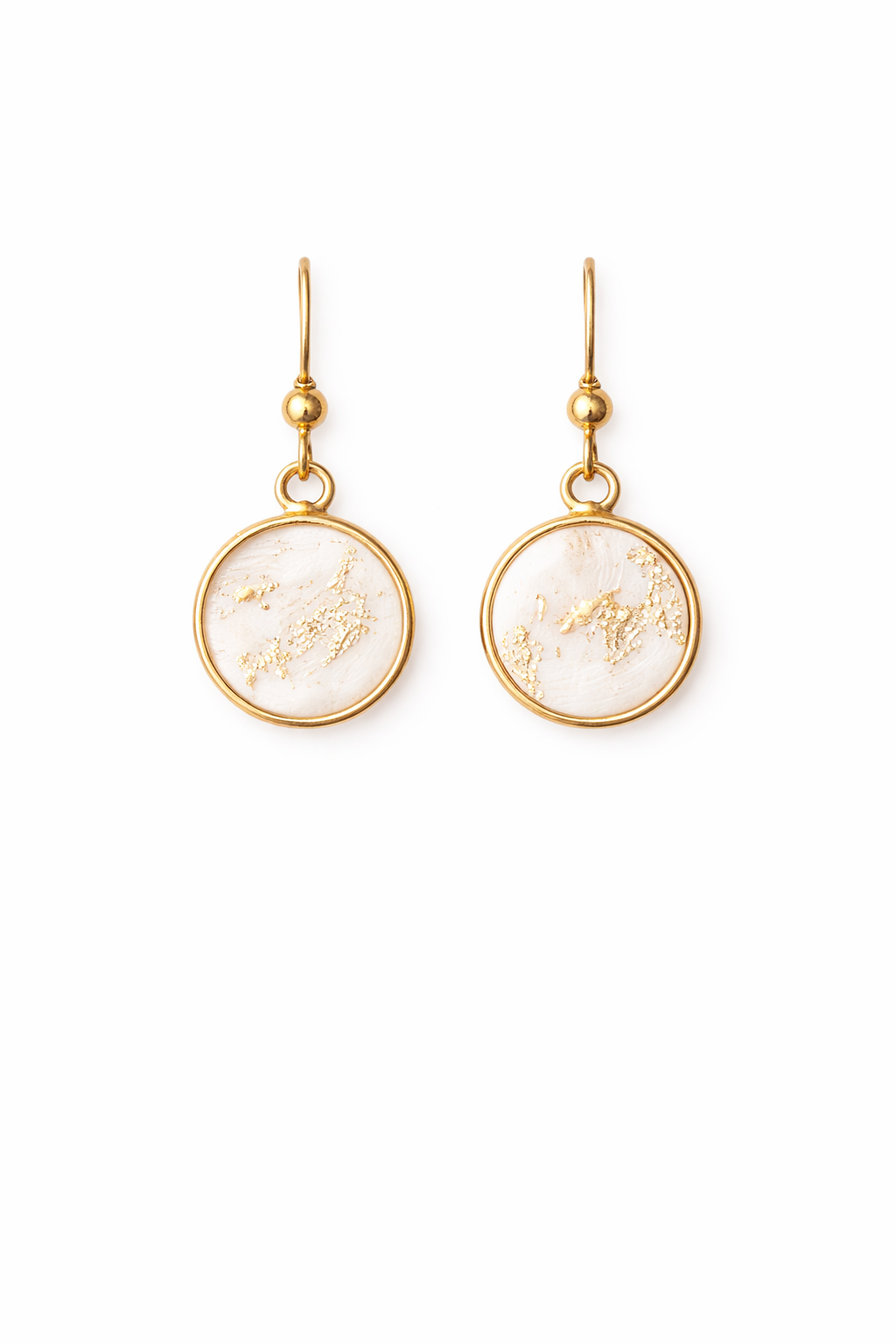 Minimalist Gold & Clay Circle Dangle Earrings