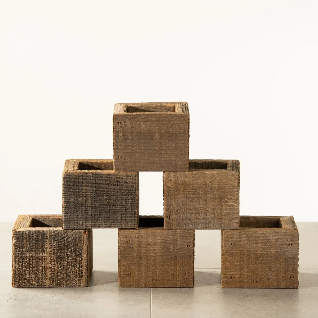 Reclaimed Wood Mini Square Planters / Favor Boxes EACH