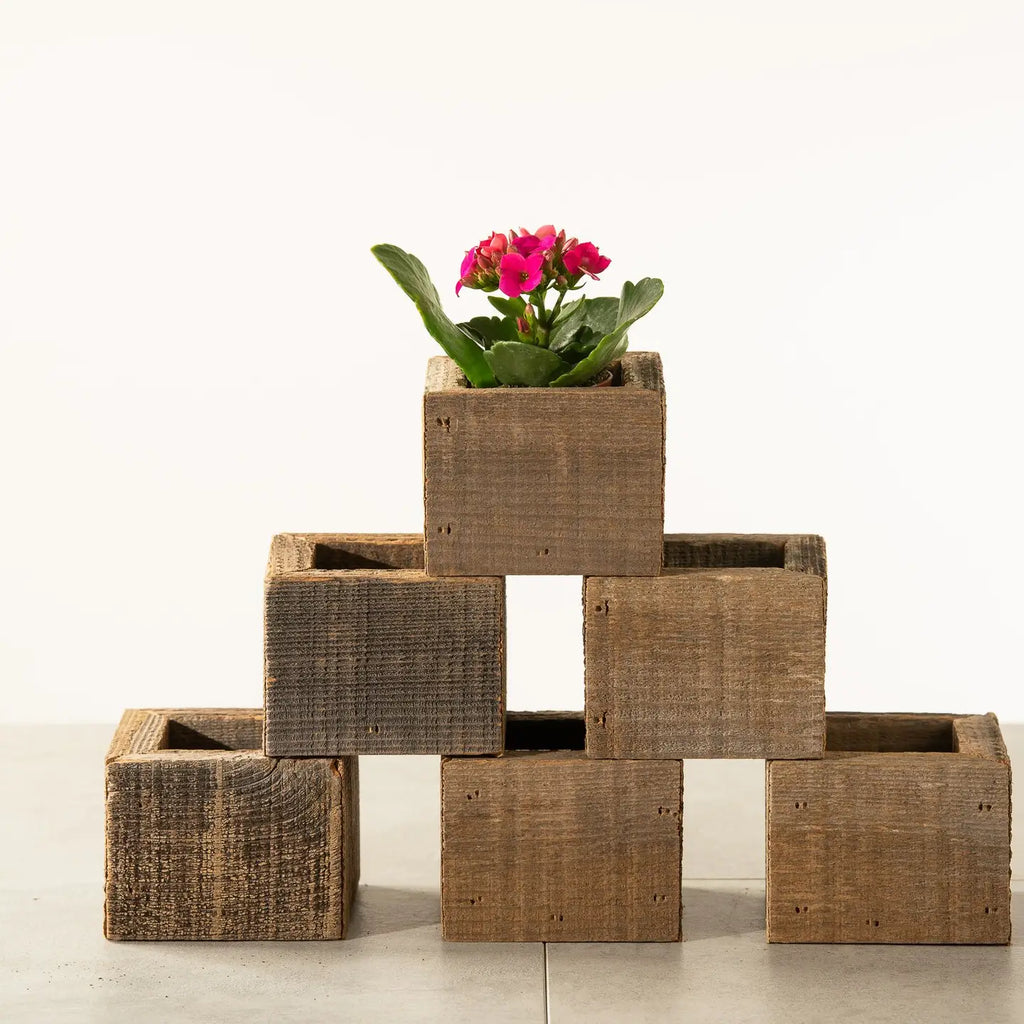 Reclaimed Wood Mini Square Planters / Favor Boxes EACH