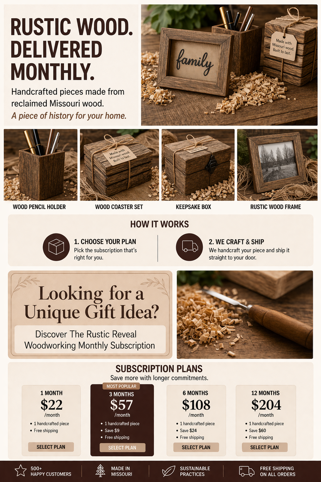 Rustic Reveal Monthly Woodworking Subscription