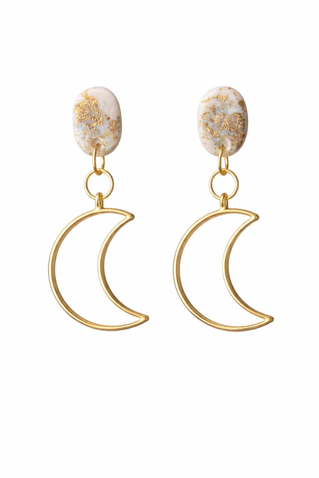 Handmade Clay Statement Earrings Crescent Moon