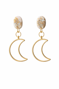 Handmade Clay Statement Earrings Crescent Moon
