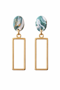 Marbled Clay Rectangle Dangle Earrings