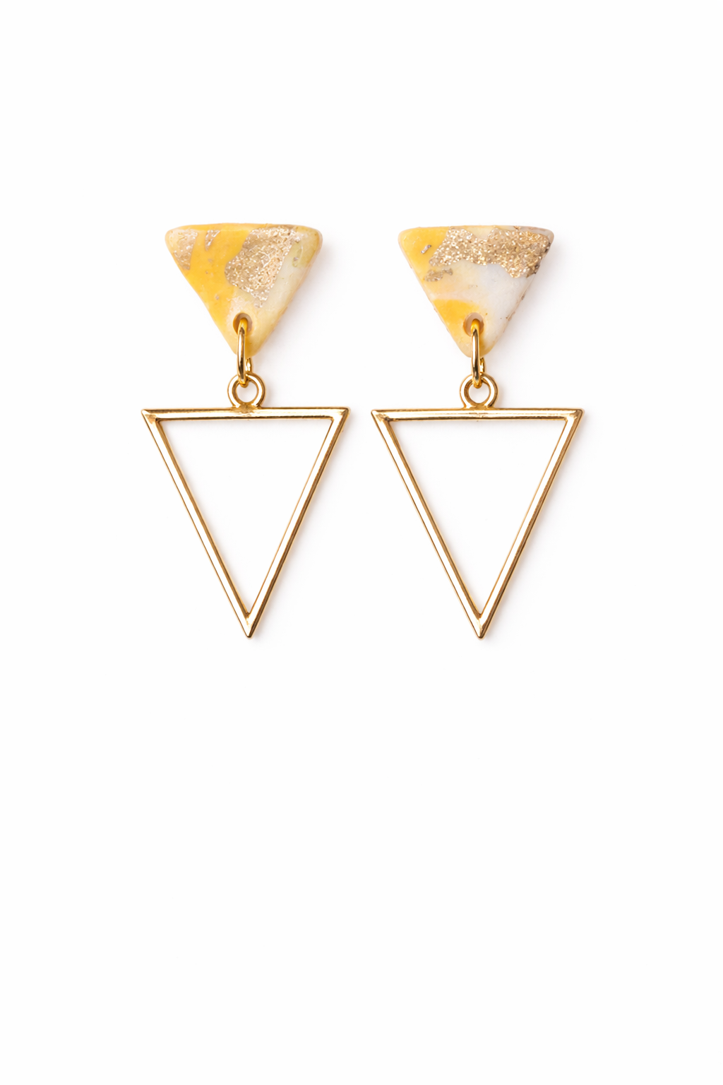 Golden Triangle Clay Statement Earrings