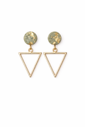 Olive & Gold Geometric Clay Triangle Earrings