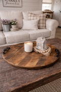 Rustic Round Wooden Serving Tray