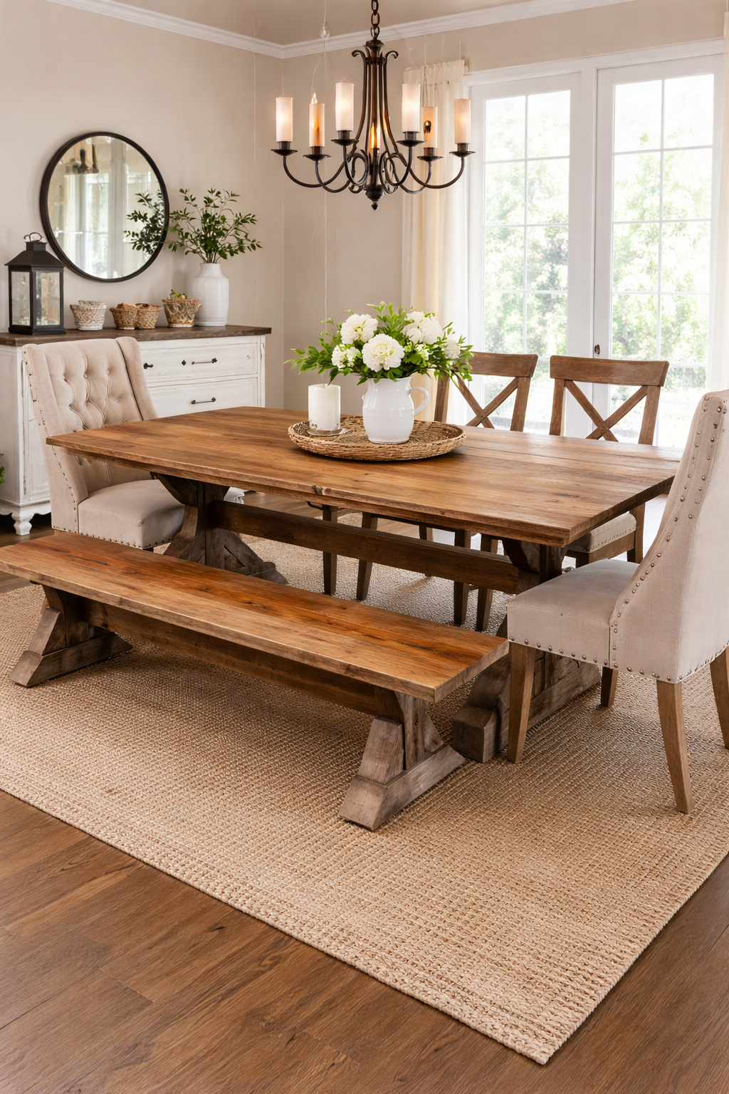 Handcrafted Rustic Table with Benches-CALL FOR PRICING