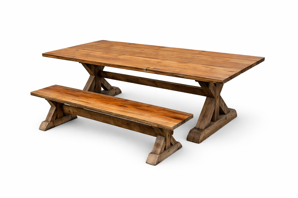 Handcrafted Rustic Table with Benches-CALL FOR PRICING