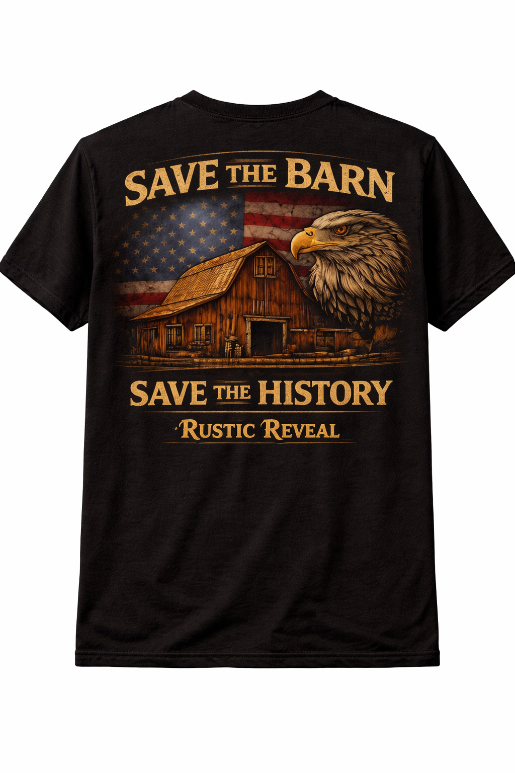 Rustic Reveal-Save the Barn Save the History- Short Sleeve Graphic Tee - Black