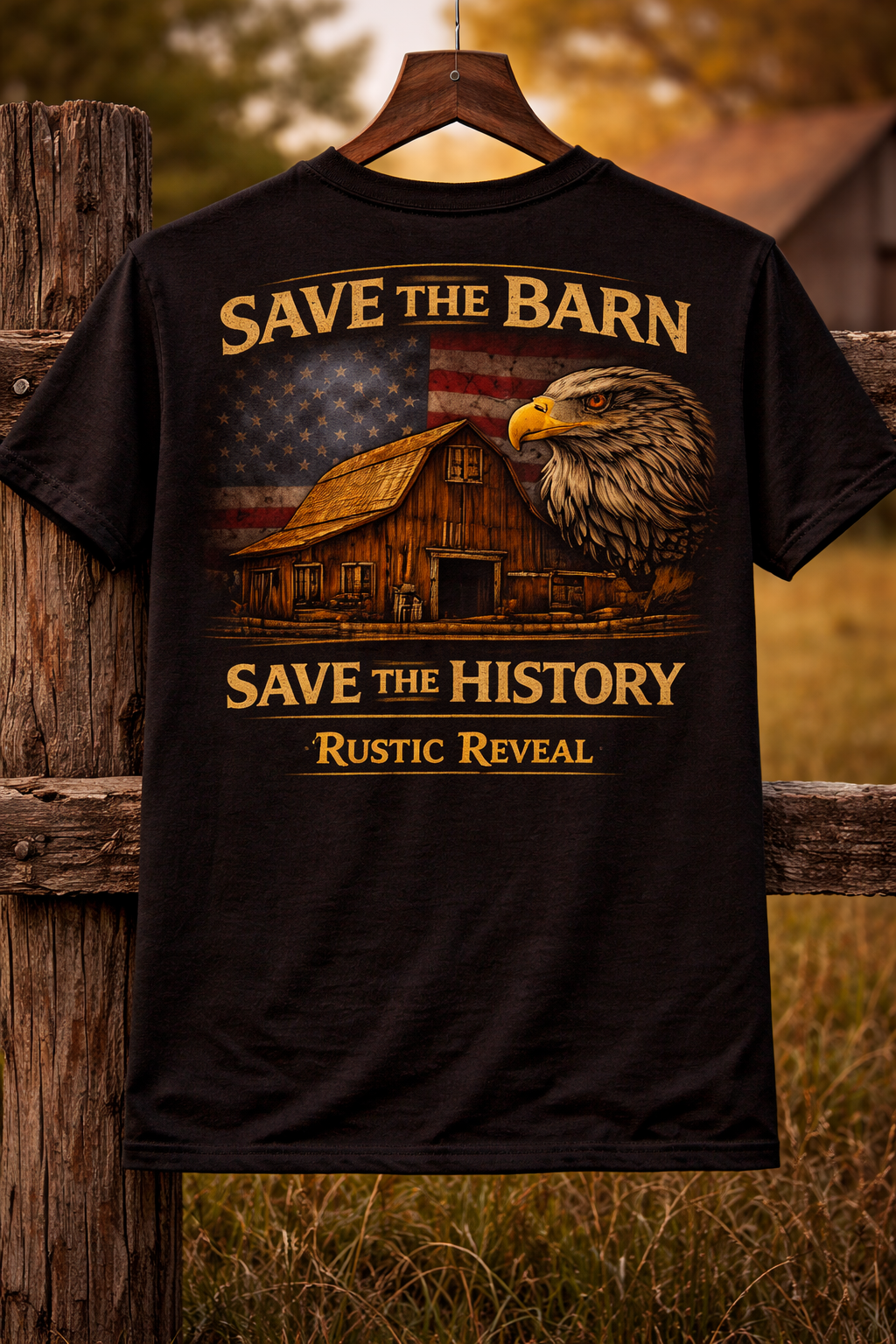 Rustic Reveal-Save the Barn Save the History- Short Sleeve Graphic Tee - Black