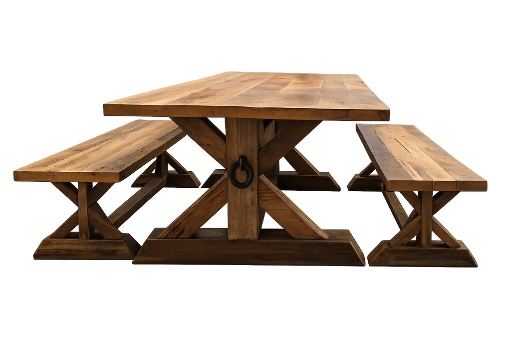 Handcrafted Rustic Table with Benches-CALL FOR PRICING