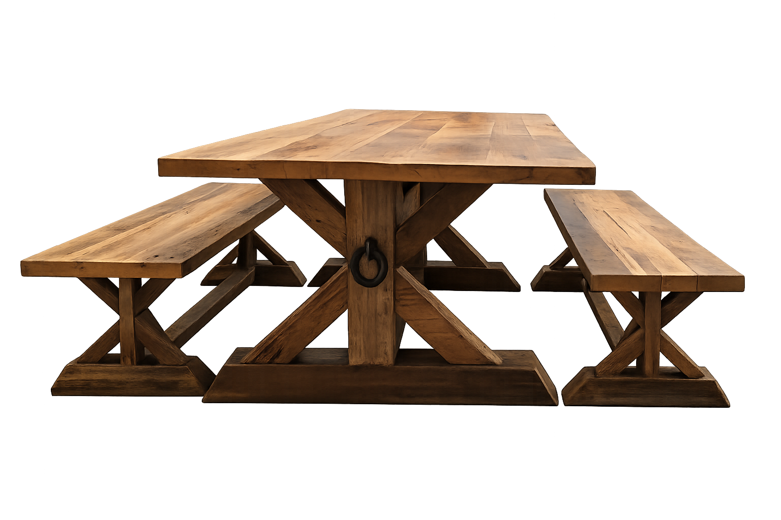 Handcrafted Rustic Table with Benches-CALL FOR PRICING