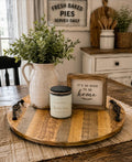 Rustic Round Wooden Serving Tray